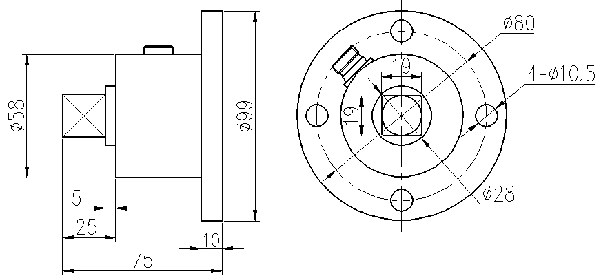 靜態扭矩傳感器扭力傳感器CAZF-T99外形尺寸圖