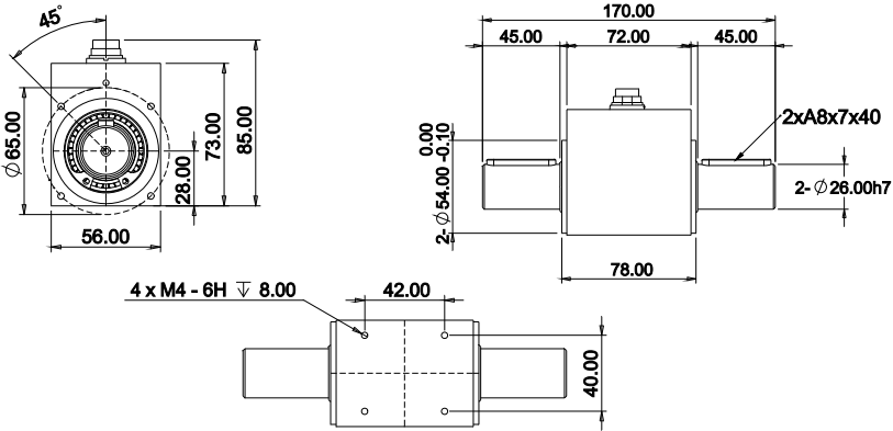 動態扭矩傳感器CAZF-TD170外形尺寸 動態扭矩傳感器CAZF-TD170外形尺寸